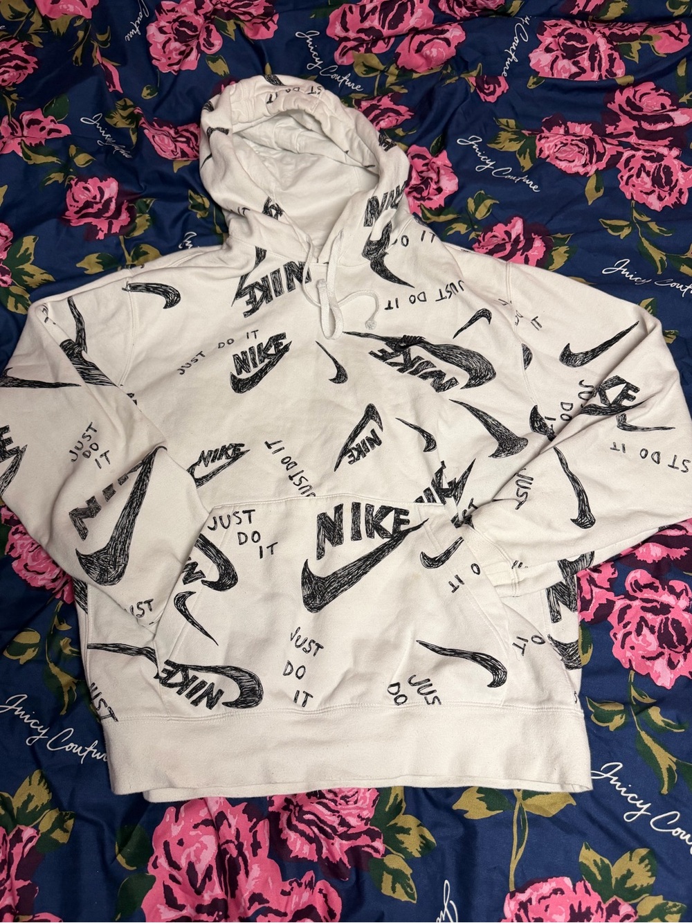 Nike White Graphic Logo Turtleneck Hoodie - Men